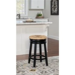 Linon Home Decor Maxie Black Backless Swivel Counter Stool