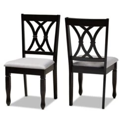 Baxton Studio Reneau Contemporary Polyester Upholstered Side Chair With Wood Frame - Set Of 2