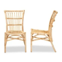 Baxton Studio Ammi Contemporary Side Chair With Wicker Frame - Set Of 2