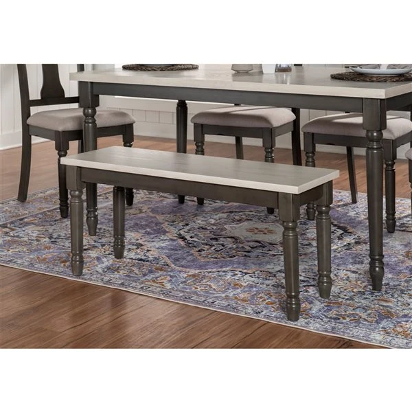 Linon Home Décor Weston Smokey White Rectangular Dining Bench 4 Linon Home Décor Weston Smokey White Rectangular Dining Bench - Image 2