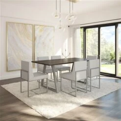 Amisco Industries Derry Dining Chair Light Grey Polyester / Grey Metal