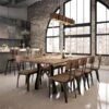 Amisco Industries Woodland Dining Chair Light Brown Distressed Wood / Dark Grey Metal - Set Of 2