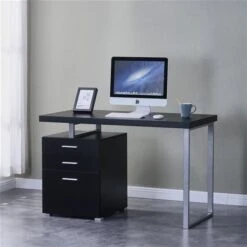 Brassex 23.75-in Black Modern/contemporary Desk With Storage