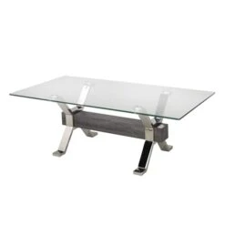 Brassex Rosario Silver/Grey Glass Coffee Table