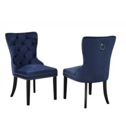 Brassex Set Of 2 Ariel Black Contemporary Upholstered Side Chair (Wood Frame)