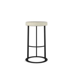 Amisco Industries Iris 26-in Counter Stool - Light Beige PVC/Black Metal