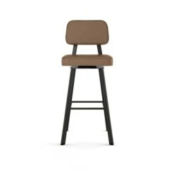 Amisco Industries Clarkson 30-in Swivel Bar Stool - Brown Faux Leather/Dark Grey Metal