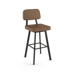 Amisco Industries Clarkson 30-in Swivel Bar Stool - Brown Faux Leather/Dark Grey Metal -Rona shop 332011352 MainImage 001 l