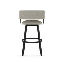 Amisco Industries Stinson 26-in Swivel Counter Stool - Light BeigeandGrey Bouclé /Black Metal