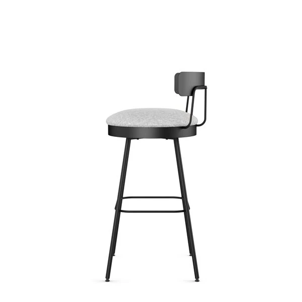 Amisco Industries Monza 30-in Swivel Bar Stool - Grey White Polyester/Black Metal 7 Amisco Industries Monza 30-in Swivel Bar Stool - Grey White Polyester/Black Metal - Image 5
