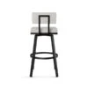 Amisco Industries Staten 30-in Swivel Bar Stool - Light Grey Polyester/Black Metal