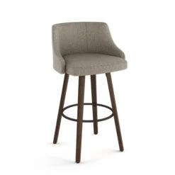 Amisco Industries Ramon 26-in Swivel Counter Stool - BeigeandBrown Woven Polyester/Brown Wood