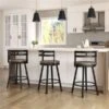 Amisco Industries Vector 30-in Swivel Bar Stool - Beige Distressed Wood/Black Metal