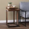 HomeRoots Set Of Two 25-in Brown Solid Wood Rectangular Nested End Tables