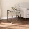 HomeRoots 22-in Chrome Glass And Iron Square End Table