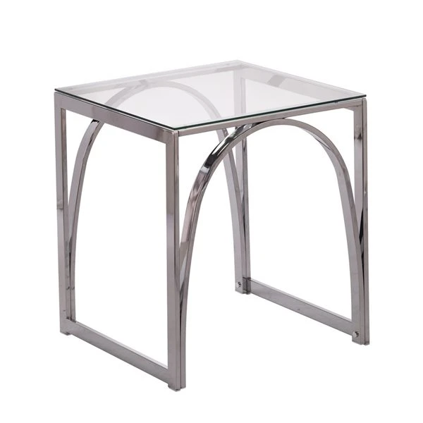 HomeRoots 22-in Chrome Glass And Iron Square End Table 6 HomeRoots 22-in Chrome Glass And Iron Square End Table - Image 4