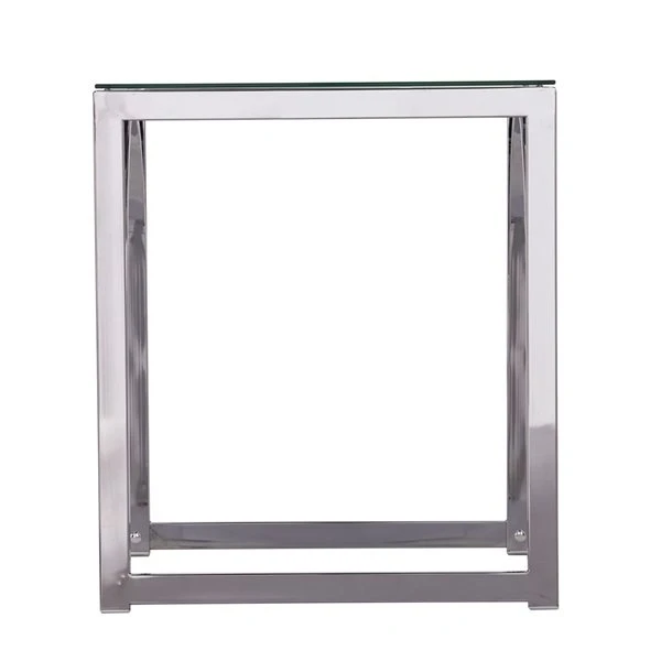 HomeRoots 22-in Chrome Glass And Iron Square End Table 5 HomeRoots 22-in Chrome Glass And Iron Square End Table - Image 3