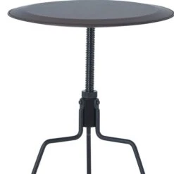 HomeRoots 25-in Sandy Black And Espresso Veneer And Metal Round End Table