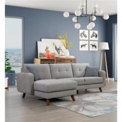 HomeTrend Noma Midcentury Cement Grey Polyester Blend Sectional -Rona shop 332013947 AlternateImage1 l