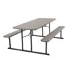 Cosco Folding Picnic Table 6-ft Taupe Moulded Plastic 69-in X 54-in -Rona shop 54075013 L