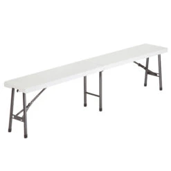 Enduro Folding Bench - Polyethylene - White - Steel Frame - 72-in L X 12-in W X 17 1/2-in H
